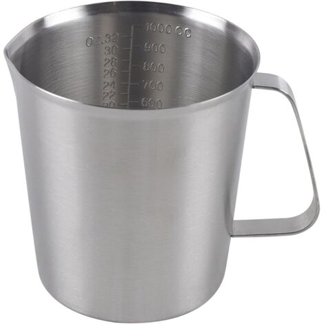 Verre doseur en acier inoxydable, capacité 1000 ml, graduations millilitres