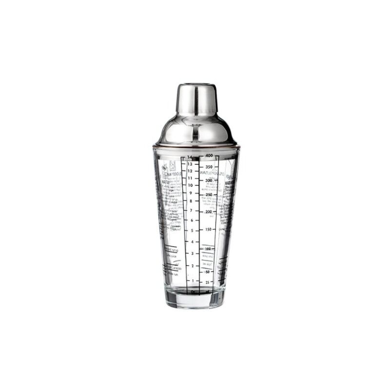 Lucky-88 - Verre en acier inoxydable avec échelle barman verre shaker verre à thé au lait 450ML (blanc),