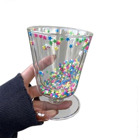 Verre Étoile à 5 Branches Coloré en Forme de Coupe avec Pied Haut