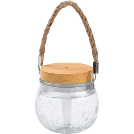 Verre Mason 400ml – poignée corde tendance, veilleuse 7 couleurs, diffuseur USB, déco chic, cadeau Fête des Mères vintage