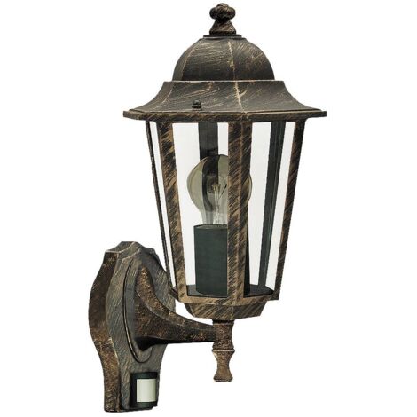 verre métallique de paroi extérieure de la lampe de lumière Velence antikgold Ø21cm L: 23cm H: 36cm avec capteur IP43