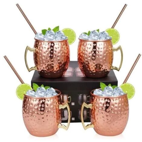 Verre Moskau Mule - Verre en cuivre - 500ml - 4 pièces - Inoxydable - Compatible lave-vaisselle
