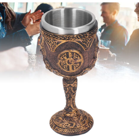 Verre Nordique Goblet Coque Résine Intérieur Acier Inoxydable Unique Cup Vintage pour Cocktails Whisky Vin Rouge