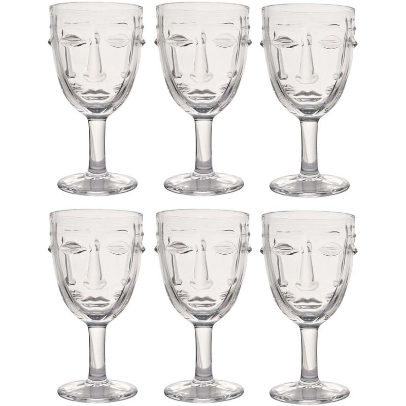 Opjet - Verre à pied Visage transparent 8 x 16.5 cm Lot de 6