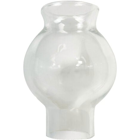 Verre Pigeon pour lampe à pétrole, verre clair translucide, haut. 90mm, diam. 33mm - Tibelec