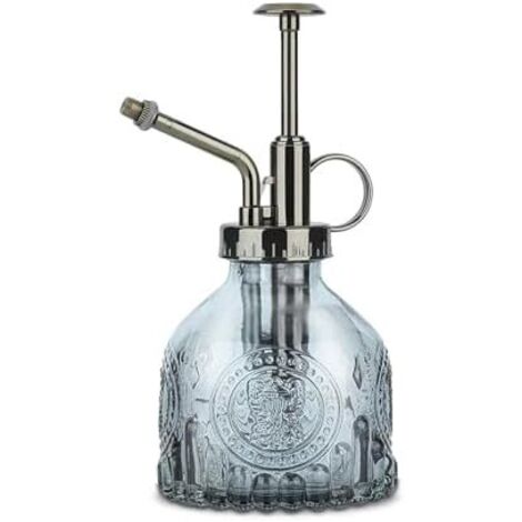 Verre Plantes Vaporisateur D'arrosage, 200ml Rétro avec Pompe Arrosoir, Une Main Darrosage Pulvérisateur Brumisateur pour Jardinage Plantes, Jardin, Nettoyage, L'alcool-Gris-Buse Bronze Gris-buse 200