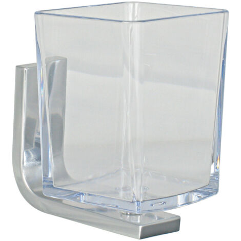 Verre polycarbonate MATERIA en aluminium brillant éloxé chromé - 10 x 8 x h11 cm - avec adhésif 3M