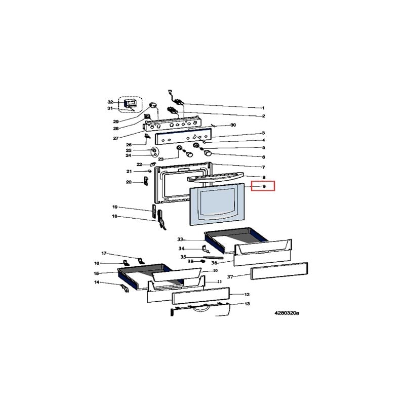 Ariston Group - verre porte four + band tableau wh pour cuisiniere ariston -...