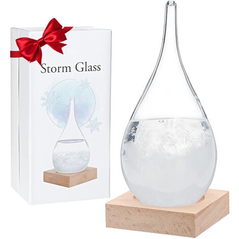 AUGIENB Verre tempête Stations météorologiques Goutte d'eau Prédicteur météo Prévisions créatives Style Nordique Verre décoratif Cadeau Noel 16 x 8 cm Agito