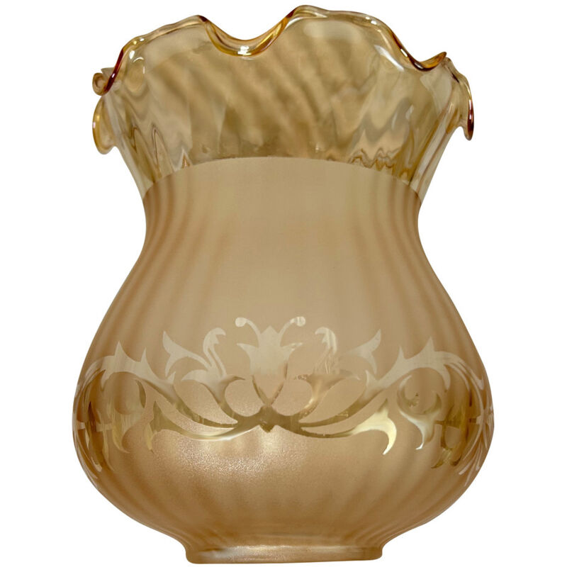 Verre Tulipe Satiné Ambre et Gravé – Élégance et Raffinement pour Lustres et Appliques Tibelec