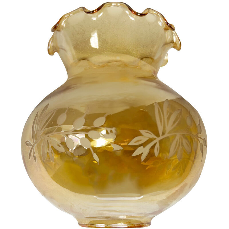 Tibelec - Verre tulipe satiné ambré et gravé pour lustre et applique