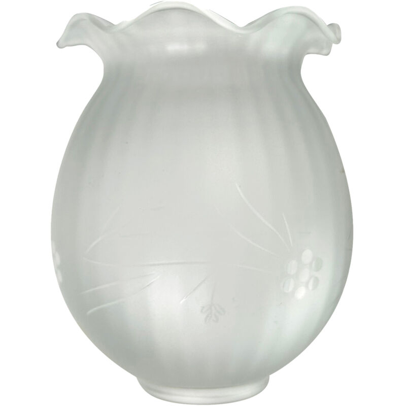 Verre Tulipe Satiné Blanc et Gravé – Élégance Raffinée pour Lustres et Appliques Tibelec