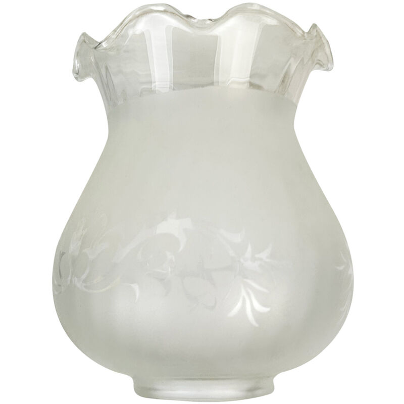 Tibelec - Verre tulipe satiné blanc et gravé pour lustre et applique