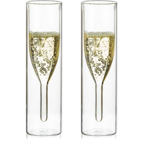 Verres à champagne en cristal à double paroi en vrac, coupes tulipe classiques sans anse en verre transparent, verres à toast soufflés à la main pour mariages, fêtes, bars, double paroi