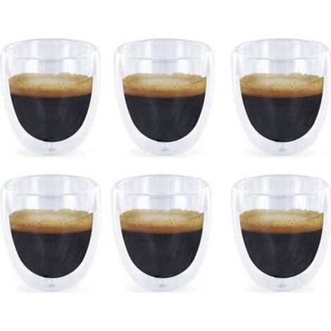 Verres à Expresso - Design - Double Paroi - 6 pièces - Verre - Compatible lave-vaisselle