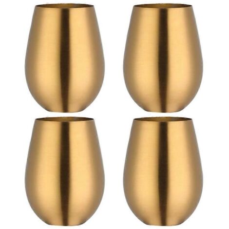 Verres à vin sans pied en acier inoxydable de 50 cl, format portable pour l'extérieur (lot de 4)