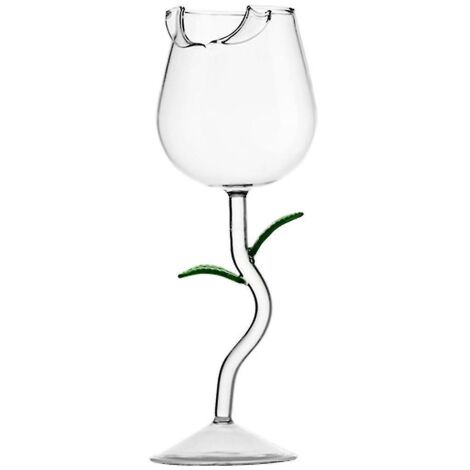 Verres à vin transparents en forme de rose pour fêtes, mariages, Saint-Valentin, résistants et originaux, 150 ml - 280 ml - Vert