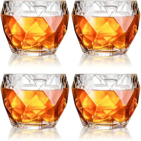 Verres à whisky adaptés aux cocktails, rhum, vodka, whisky écossais et gin, 330 ml, lot de 4