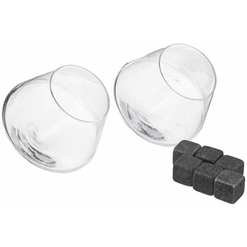 Verres à whisky et cubes, set de barman