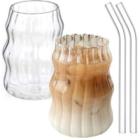 Verres Avec Paille, Verres À Café De 530 Ml, Verres À Latte Macchiato, Verres À Bulles En Verre Borosilicate Pour Expresso, Cappuccino, Mojito, Matcha, Milkshake, Verres À Boire