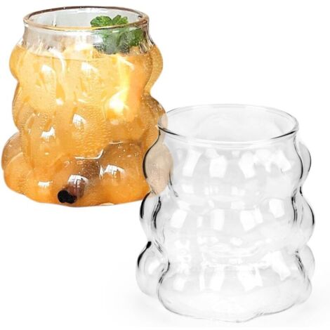Verres Et Articles Pour Boissons, Ensemble De 2 Verres À Eau De 350 Ml, Verres À Bulles Pour Café Glacé, Latte Macchiato, Verres À Matcha Pour Mojito, Verres Élégants, Compatibles Lave-Vaisselle