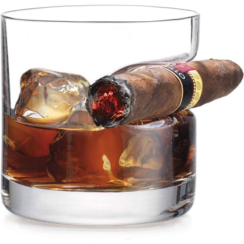 Verres à whisky pour cigares, cadeaux de Noël avec porte-cigares, accessoires pour cigares, ensemble de verres à whisky en cristal avec plateau à