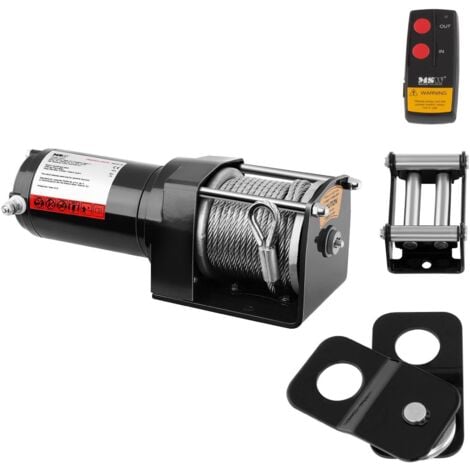 MSW Verricello per auto fuoristrada con telecomando, fune da 12 m, capacità di tiro 1590 kg + blocco da 4 T