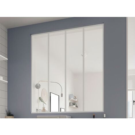 Verrière atelier en aluminium thermolaqué - 120x130 cm - Blanc - BAYVIEW - Blanc