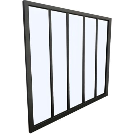 VENTE-UNIQUE Verrière atelier en aluminium thermolaqué - 150x105 cm - Noir - BAYVIEW