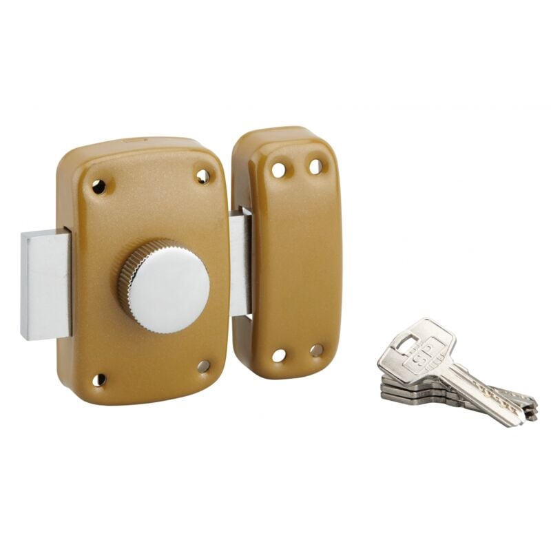 Verrou à bouton, cylindre Ø23 x 45 mm, 4 clés réversibles