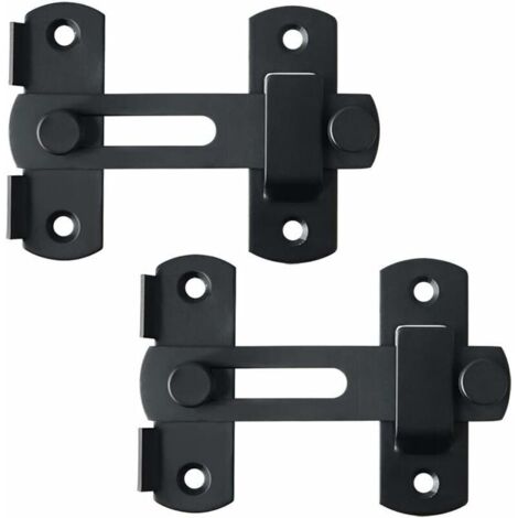 Verrou à bascule, verrou de porte coulissante, verrou de porte, verrou à boucle avec vis pour porte, fenêtre, placard et jardin, acier inoxydable noir mat, lot de 2