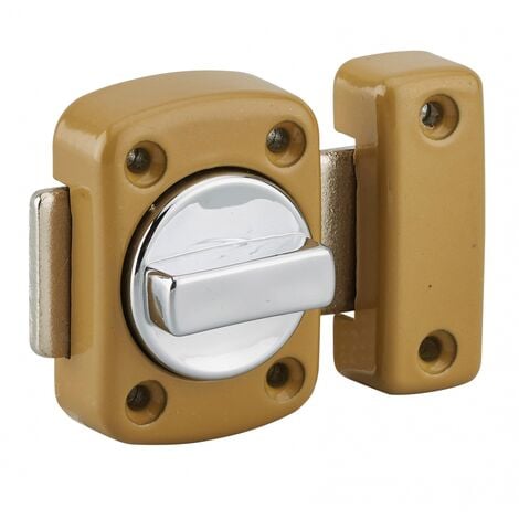 Verrou à bouton Alouette pour porte intérieure, 30mm, acier, époxy bronze
