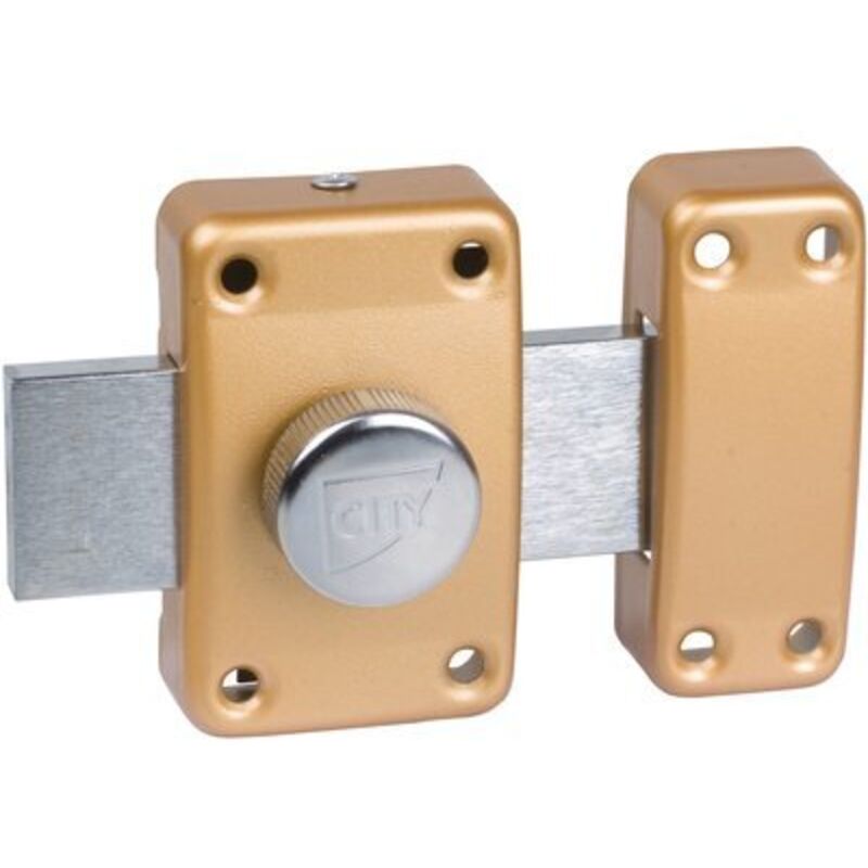 ISO - Verrou à bouton bronze - Cylindre 45 mm - Pêne 135 mm - City 25 - iséo