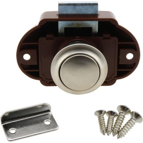 Verrou à bouton-poussoir E-outstanding marron pour tiroir, armoire, porte de placard, loquet sans clé pour camping-car, caravane, camping-car, caravane