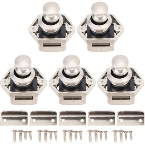 Verrou à Bouton RV Zinc Alloy ABS 5PCS pour Portes 14-18mm Élégant Multipurpose Sans Clé Maison Bateau (Modèle Pearl Ni)