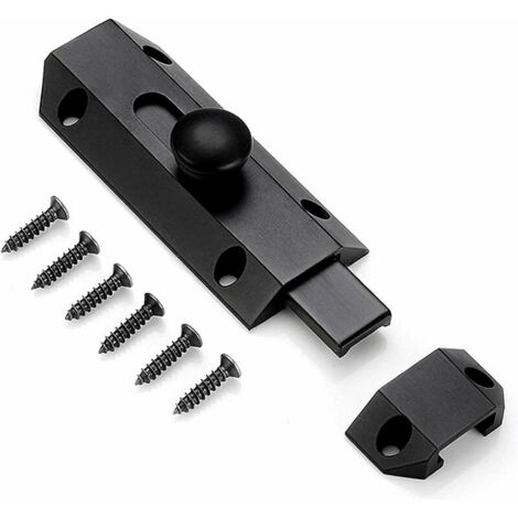 Verrou à bouton,Loquet de verrouillage de sécurité avec targette en laiton épais pur, loquet de portail ultra résistant, noir