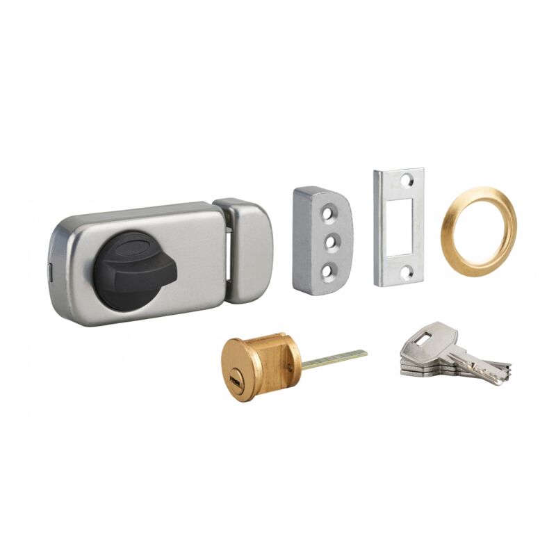 Thirard - Verrou à capot pour porte d'entrée à recouvrement, 4 clés, gris