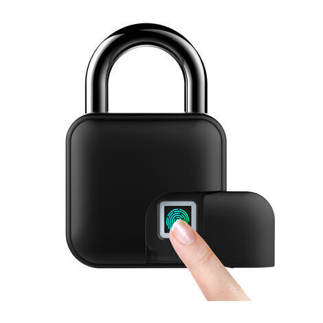 Verrou à code Smart empreintes digitales Padlock 300mAh rechargeable sans clé 10 Sets Fingerprints IP65 étanche Antivol  (Noir), Noir