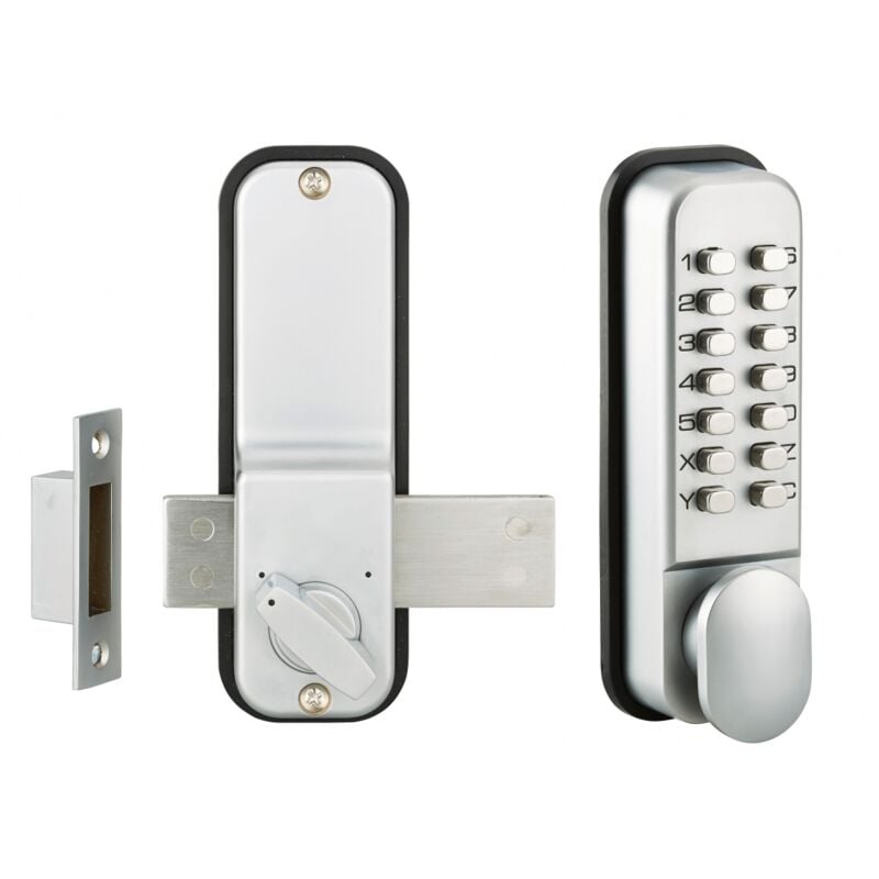 Verrou à combinaison mécanique en applique pour porte intérieure, 8 chiffres ou lettres, chromé mat