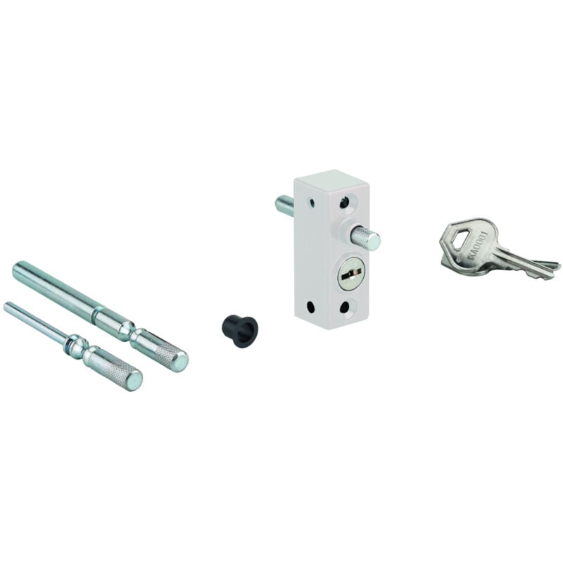 Thirard - Verrou à tige pour fenêtre et baie coulissante, blanc, 2 clés