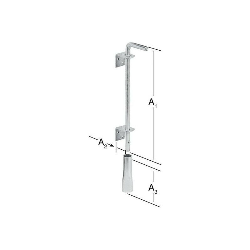 Verrou au sol 400X65X150 avec tube et 2 angles