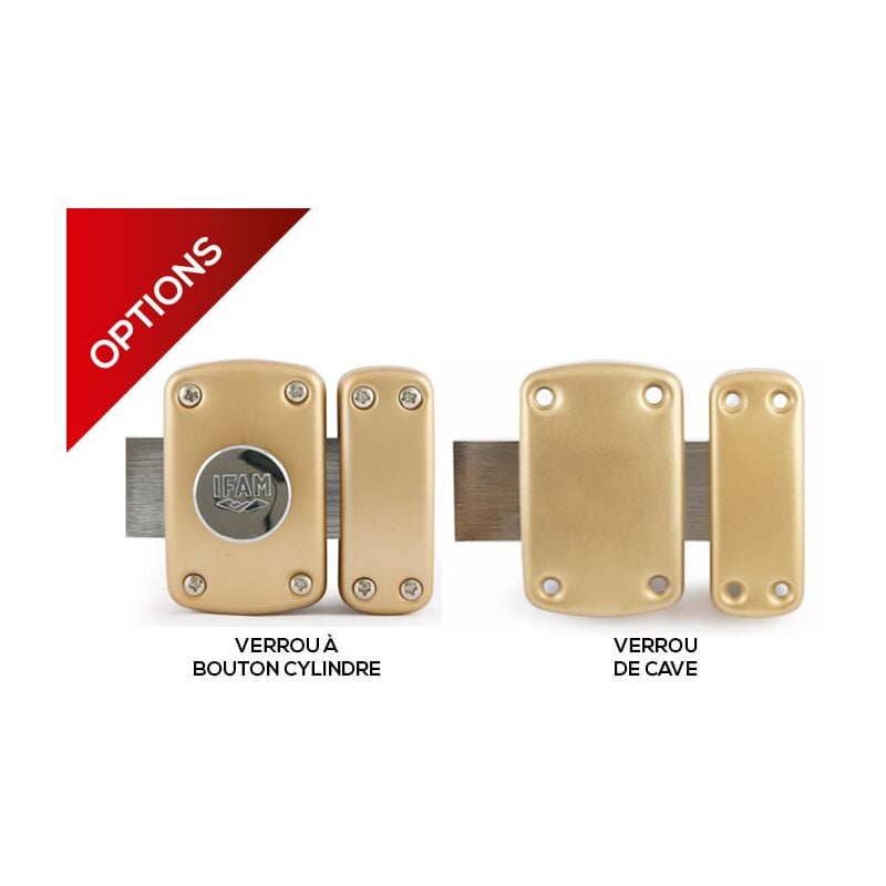 Verrou de cave sans bouton cylindre 40mm B5 Ifam 26140