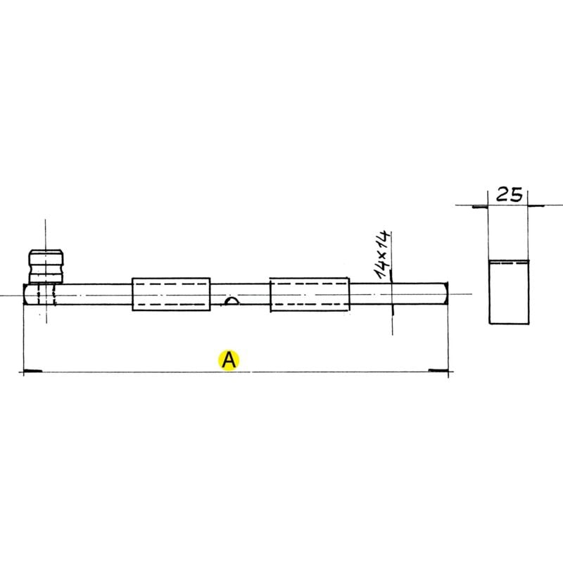 Ibfm - Verrou à tige carré à souder 10X10mm longueur 330mm 008330A