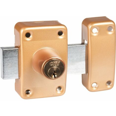 Verrou City 26 A 2 Entrees Bronze Or Gache Bois Cylindre 45mm S Entro