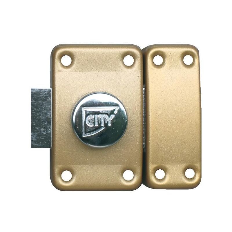 Verrou de sûreté à bouton de sûreté et cylindre 45 mm entrouvant par 2 - Huisserie bois City 25 - iseo City