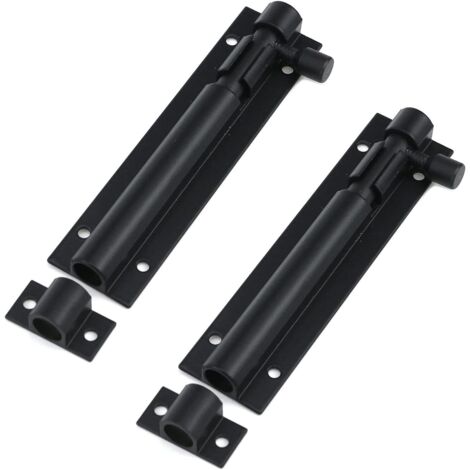 Verrou coulissant de 10 cm (4 pouces), noir mat, adapté aux portes intérieures, verrou de sécurité coulissant pour portes coulissantes - 2 pièces