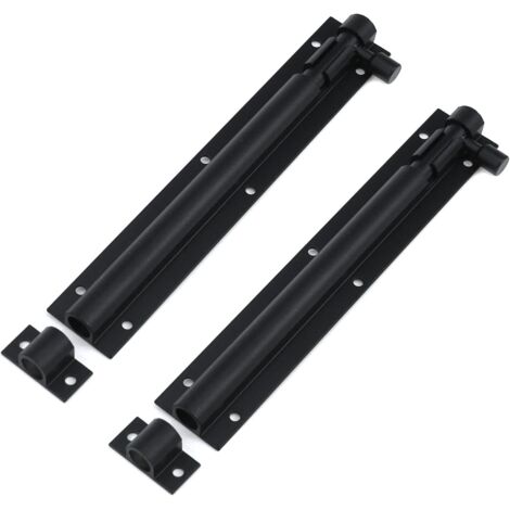 Verrou coulissant de 15 cm (6 pouces), noir mat, adapté aux portes intérieures, verrou de sécurité coulissant pour portes coulissantes - 2 pièces