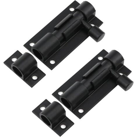 Verrou coulissant de 5 cm (2 pouces), noir mat, compatible avec les portes intérieures coulissantes - 2 pièces