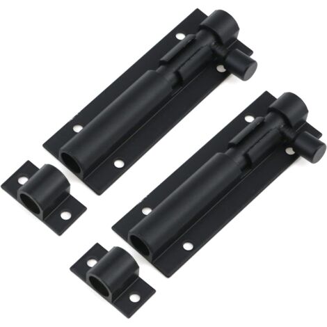 Verrou coulissant de 7,6 cm (3 pouces), noir mat, adapté aux portes intérieures, verrou de sécurité coulissant pour portes coulissantes - 2 pièces