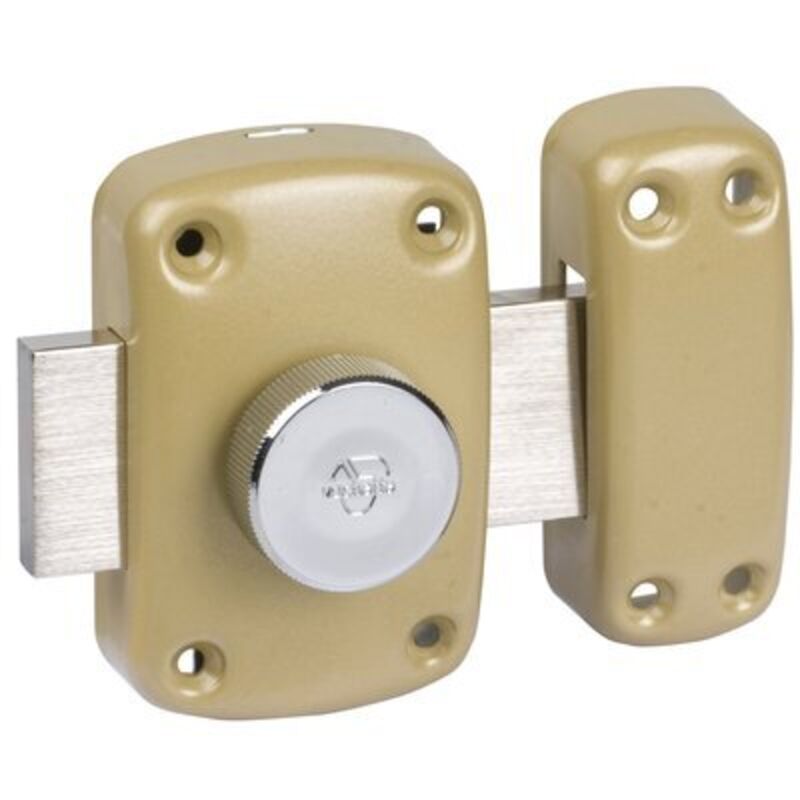 Verrou à bouton bronze - Cylindre 30 mm - Pêne 110 mm - Cyclop - Vachette